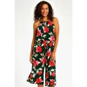 NWT Maggy London Lottie Floral Halter Cropped Jumpsuit Size 4 Green Flowy